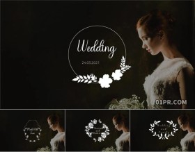 PR字幕模板 12组4K花卉鲜花动画文字婚礼标题 PR素材